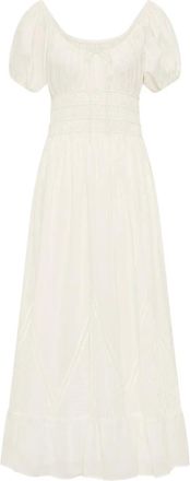 Faithfull The Brand Sunniva midi-jurk met pofmouwen - Wit