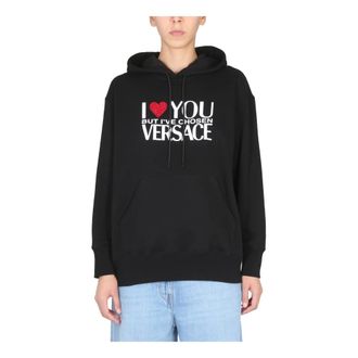 Versace Hoodies, female, Black, Size: XS I Love You Hoodie