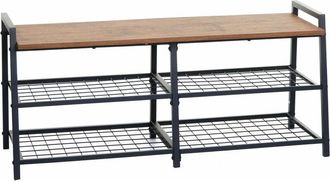 Hhg nunca usado] Zapatero 132, mueble zapatero banco zapatero, 4 compartimentos estructura metálica 3D 40x107x38cm, aspecto roble salvaje