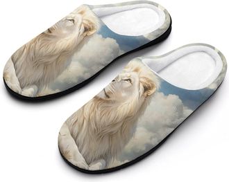 Generic Majestic Lion Animal Womens Slippers Warm House Slippers Indoor House Shoes with Anti-Skid Rubber Sole