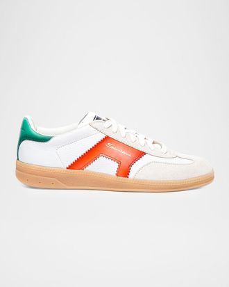 Santoni DBS Oly Mixed Leather Low-Top Sneakers