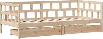 vidaXL Daybed with Drawers without Mattress 90x200 cm Solid Wood vidaXL