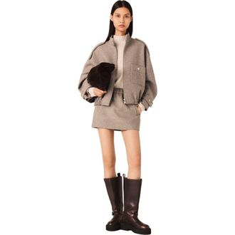 Maje Mixed wool jacket in Beige at Nordstrom, Size 38 Eu