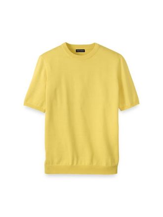 Paul Fredrick Supima Cotton Crew Neck Sweater in Light Yellow at Nordstrom, Size X-Large