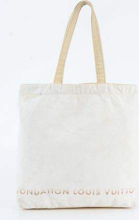 Louis Vuitton Beige White Shoulder Bag Tote Bag (Pre-Owned)