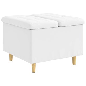 vidaXL Vidaxl Pouf Con Storage Bianco 60 X 60 X 45 Cm Pelle Sintetica