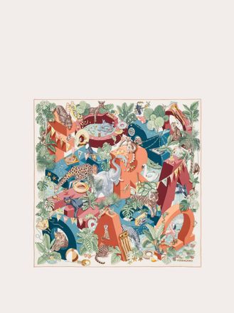 Ferragamo Women Jungle Party print silk scarf Orange