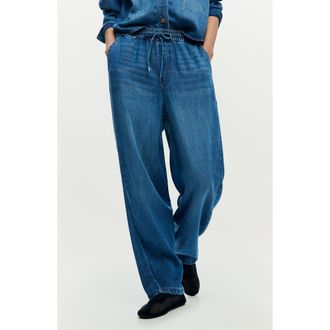 Desigual Drawstring Wide Leg Jeans in Medium Blue at Nordstrom, Size X-Small
