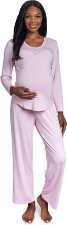 Everly Grey Laina During & After 2-Piece Maternity/Nursing Sleep Set in Blush at Nordstrom, Size X-Small