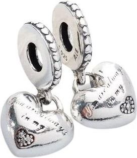 Pandora Moeder & Dochter Harten Dangle Bedel - Dames - Armbanden - Wit - ONE Size - Accessoires