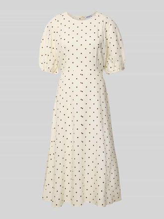 Jake*s Casual Midikleid aus Viskose-Mix im Allover-Look in Beige, Gr&ouml;&szlig;e 34
