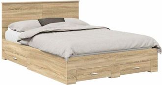 vidaXL Estructura De Cama Con Cabecera Roble Sonoma 135 X 190 Cm Vidaxl