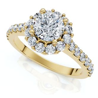 Pompeii3 1 1/2Ct Halo Diamond Engagement Ring 14k Gold Lab Grown
