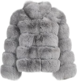 Wanan Luxury Giacca Enry Grigia in Pelliccia di Volpe-Donna -Grigio