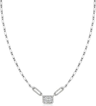 Ross-Simons Diamond Cluster Necklace in Sterling Silver