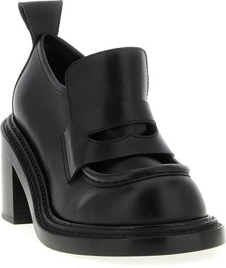 Moschino Womens Black Leather Platform Loafers