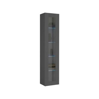 Dmora Vitrina Dndi, Aparador 1 Puerta Con Baldas De Cristal, Mueble De Sal&oacute;n Polivalente, 100% Made In Italy, Cm 40x30h180, Antracita - Dmora
