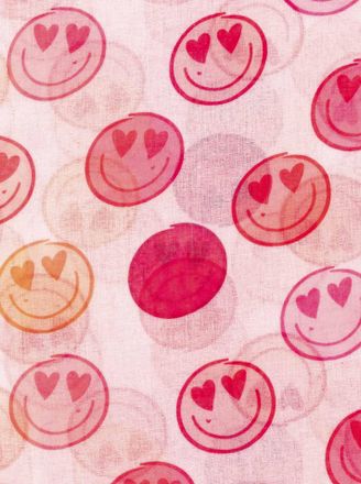 Zwillingsherz Schal ZWILLINGSHERZ Smiles, Damen, pink, Web, Obermaterial: 100% Polyester, Modet&uuml;cher Schal, transparenter Look, fr&ouml;hliche Gesichter