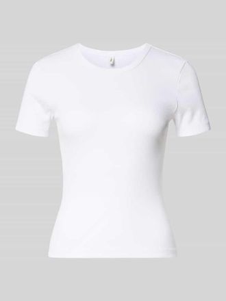 Only Slim Fit T-Shirt aus Baumwoll-Mix Modell VAL LIFE in Weiss, Größe XS