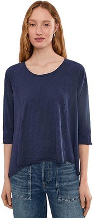 Mod-o-doc 3/4 Sleeve Scoop Neck T-Shirts Womens Clothing Vibrant Navy : LG (US 12-14), Cotton