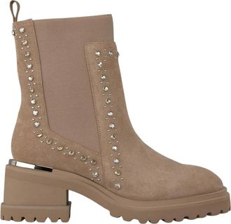 Alma En Pena Wijde enkellaars met hak - Dames - Laarzen met Hak - Beige - 39 EU - Schoenen