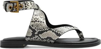 Michael Michael Kors Irene embossed snake-motif flat sandals - women - Calf Leather/Polyurethane/Rubber - 9.5 - Grey