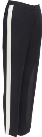 Lanvin 2013 Alber Elbaz 100% viscose white stripe black trousers FR36 S