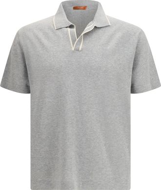 Cruna Mens Knitted Polo Shirt Grey Cotton T-shirts And Polos