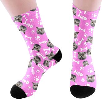 Generic Personalised Socks with Photo Fashion Funny Custom Face Socks Personalised Sock with Dog Pet and Heart Picture Unisex Print Crew Sock Valentines Day G