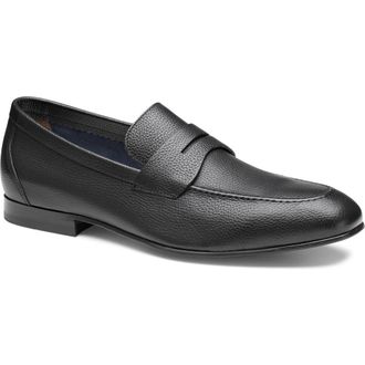Johnston & Murphy Higgins Penny Loafer in Black Full Grain at Nordstrom, Size 10.5