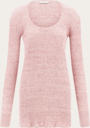 Ferragamo Women Long-sleeved linen mini dress Pink