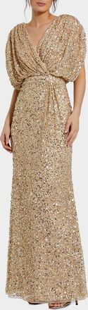 Mac Duggal Bead & Sequin Blouson A-Line Gown