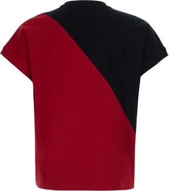 Versace Mens T-Shirt Colour-Block Black Cotton T-Shirts And Polos