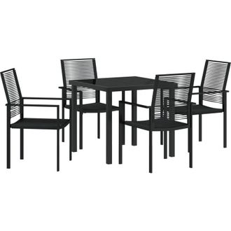 vidaXL Conjunto De Comedor De Jard&iacute;n 5 Pcs Negro Ratana De Pvc Vidaxl