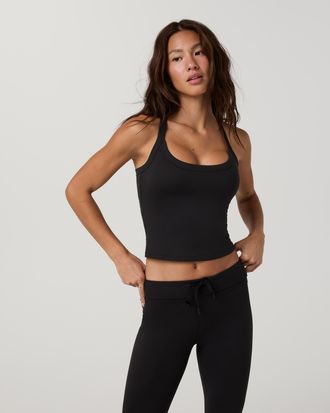 Vuori Clothing Halo Cross Back Tank Top | Solid Black | Medium