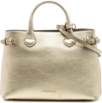 Burberry Pre-owned Burberry Medium Metallic Leather and House Check Banner Satchel Ladies O05PJMZZBR0GF4PF