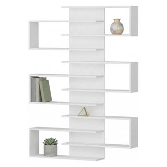 Dmora Librer&iacute;a Trenzano, Biblioteca 11 Estantes, Instalaci&oacute;n De Pared, 75x21x161h Cm Blanco