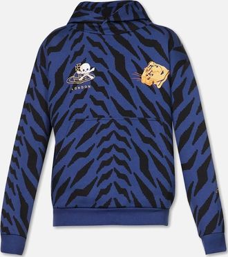 Vivienne Westwood Mens Mens Blue Vivienne Westwood Chaos Tiger Print Hoody - Size: 36