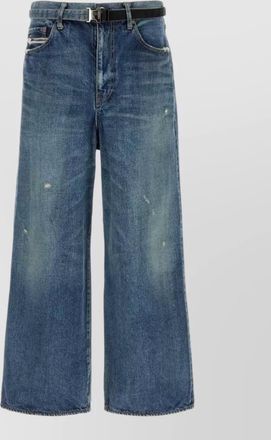 sacai wide leg denim jeans five pocket design