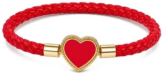 Jean Claude Leather & Stainless Steel Cz Bracelet