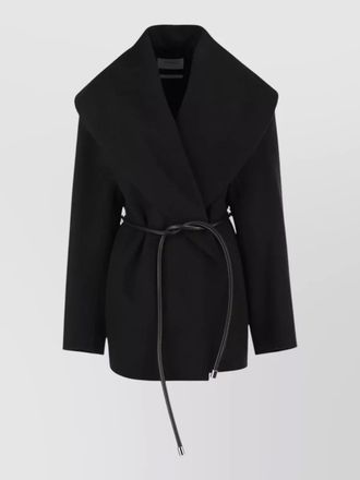 Sportmax belted wrap coat long sleeves lapels