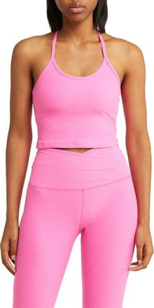 Beyond Yoga Space Dye Slim Racerback Crop Tank in Pink Hype Heather at Nordstrom Rack, Size Large