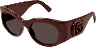 Gucci Wrap-round Zonnebril - Dames - Zonnebrillen - Bruin - 53 MM - Accessoires