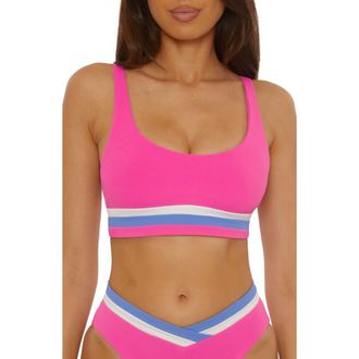 BECCA by Rebecca Virtue Coast Line Rib Bikini Top in Rose Berry at Nordstrom, Size Medium