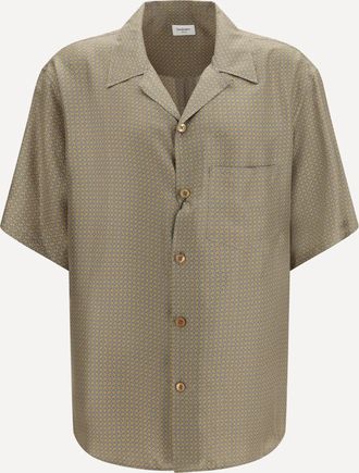 Saint Laurent Camicia in raso di seta con motivo geometrico Man 41