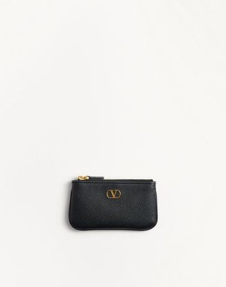 Valentino Garavani Vlogo Signature Grainy Calfskin Key Ring Woman BLACK UNI