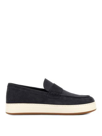 Hogan H-Tv Loafers In Dark Blue Suede Leather