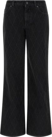 Balmain Gewatteerde Wijde Broek - Dames - Wijde Broeken - Zwart - 2XS - Katoen - Broeken