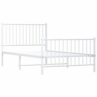 vidaXL Estructura Cama Sin Colch&oacute;n Con Estribo Metal Blanco 100x190 Cm Vidaxl