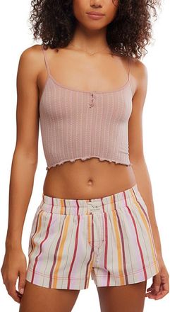Free People Snap Into It Crop Pajama Henley Tank in Elderberry Tea at Nordstrom, Size X-Small